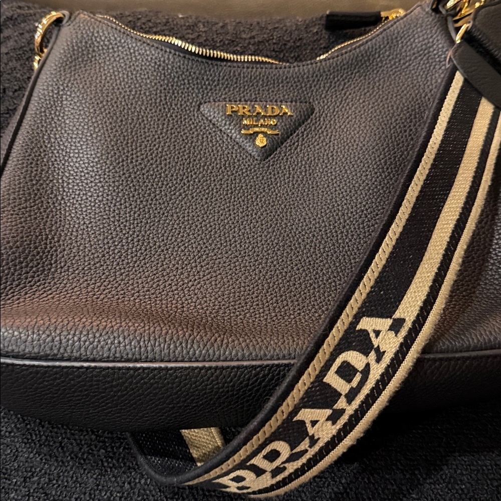 Black Pebbled Leather Shoulder Bag